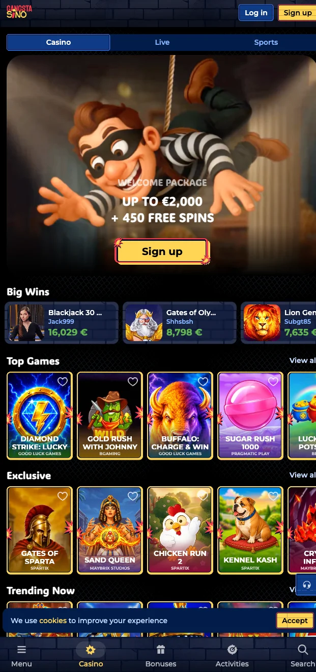 L'app di Gangstasino Casino